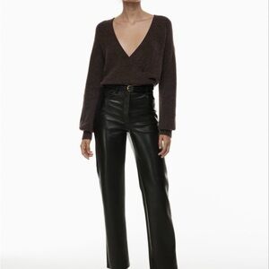 Aritzia Wilfred Black VeganLeather Melina Pant, size 6, NWT Retail $148